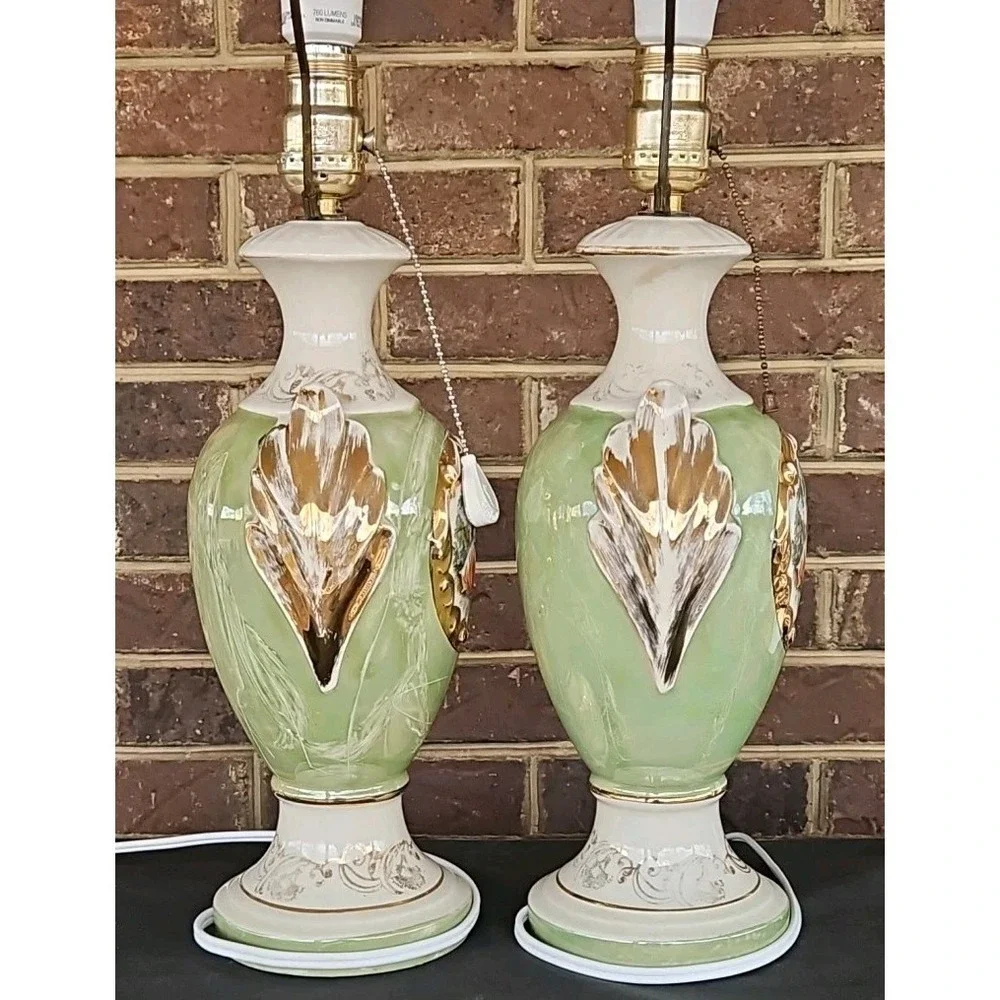 Set Of Vintage Martha and George Washington Table‎ Lamp Bases, Gilded Colonial